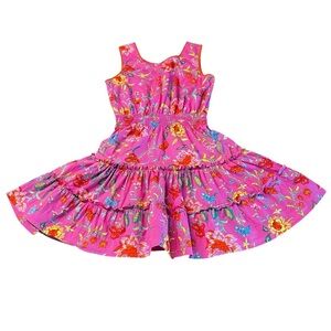 Natori Girls Pink Floral Tiered Casual Dress Size 12